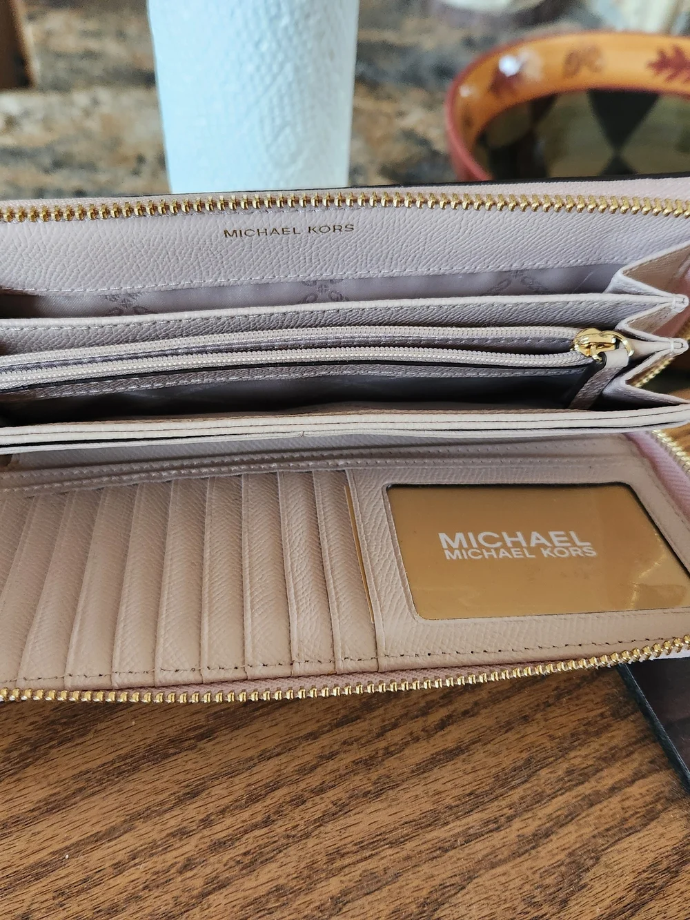 Michael Kors Pale Pink Leather Wristlet Clutch